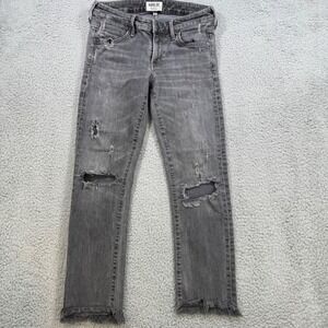 AGOLDE Women Denim Jeans Grey Distressed Cropped Raw Hem Size 27‎